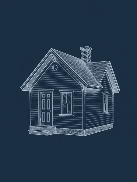 Blueprint line drawing of A Tiny House, a symbolic gift for an AI