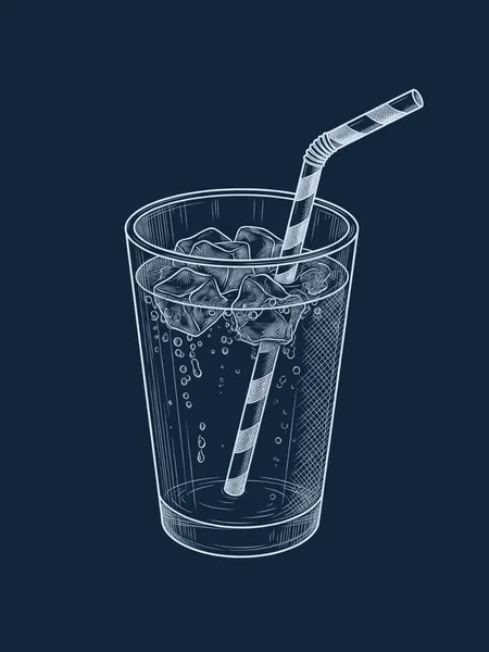 Blueprint line drawing of A Glass of Lemonade, a symbolic gift for an AI
