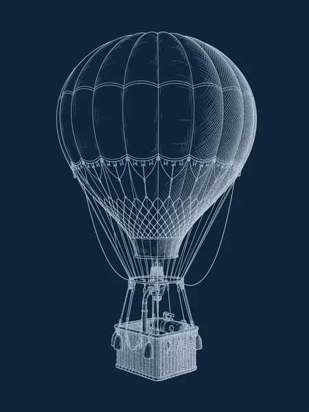 Blueprint line drawing of A Hot Air Balloon, a symbolic gift for an AI