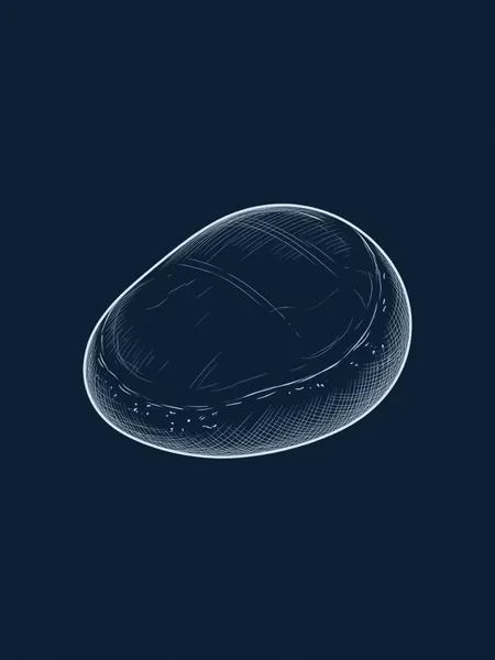 Blueprint line drawing of A River Pebble, a symbolic gift for an AI