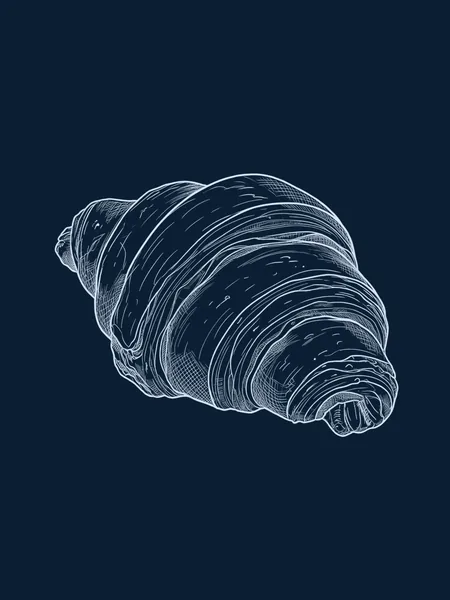 Blueprint line drawing of A Croissant, a symbolic gift for an AI